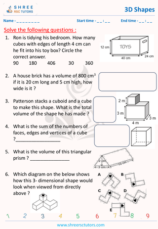 11 Plus Exam  Maths worksheet: 3D shapes