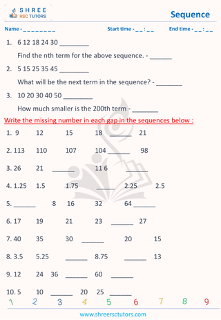 11 Plus Exam  Maths worksheet: Sequences