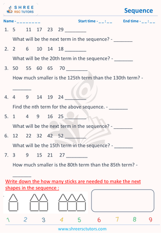 11 Plus Exam  Maths worksheet: Sequences