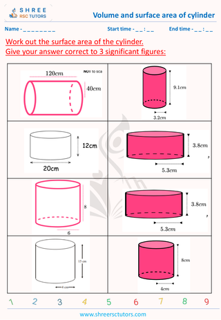 GCSE  Maths worksheet: 3D Shapes - Surface area of 3d shapes