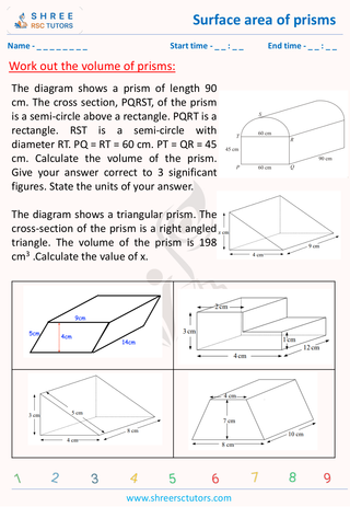 GCSE  Maths worksheet: 3D Shapes - Surface area of 3d shapes