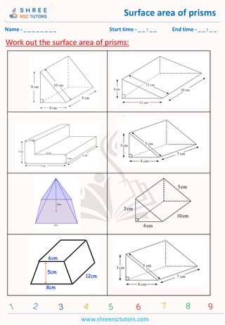 GCSE  Maths worksheet: 3D Shapes - Surface area of 3d shapes