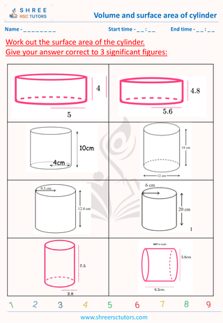 GCSE  Maths worksheet: 3D Shapes - Surface area of 3d shapes