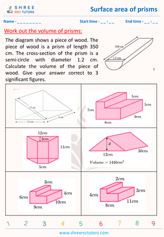 GCSE  Maths worksheet: 3D Shapes - Surface area of 3d shapes