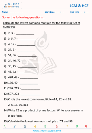 GCSE  Maths worksheet: Arithematics - LCM and HCF