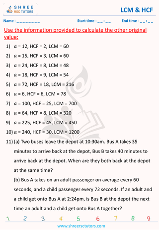 GCSE  Maths worksheet: Arithematics - LCM and HCF