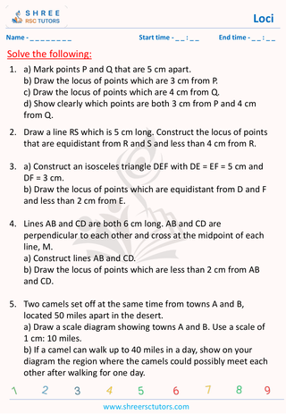 GCSE  Maths worksheet: Constructions - Loci