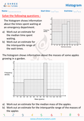 GCSE  Maths worksheet: Data handlings - Histogram