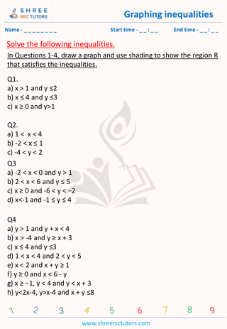 GCSE  Maths worksheet: Inequalities - Graphing Inequalities