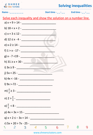 GCSE  Maths worksheet: Inequalities - Solving Inequalities