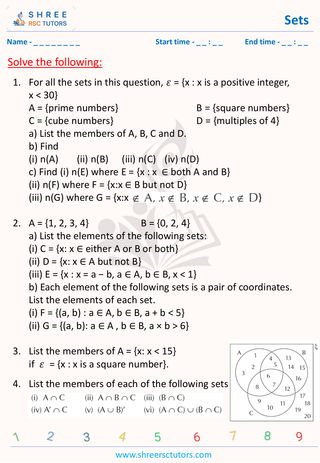 GCSE  Maths worksheet: Sets and Functions - Sets