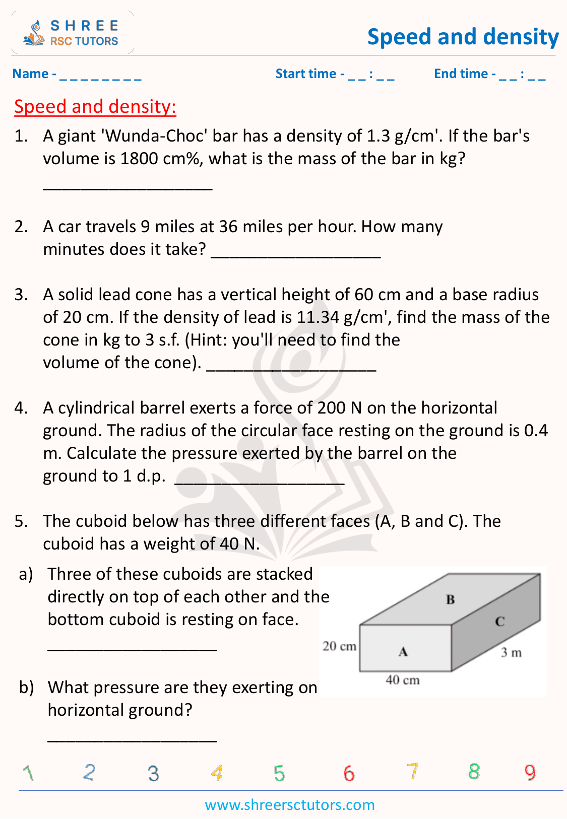 Speed And Density Worksheets For Gcse Maths Shree Rsc Tutors