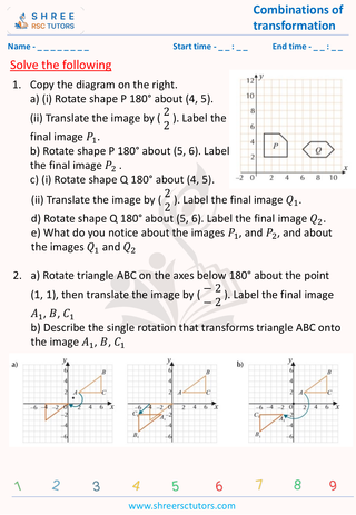 GCSE  Maths worksheet: Transformations - Combinations of Transformations