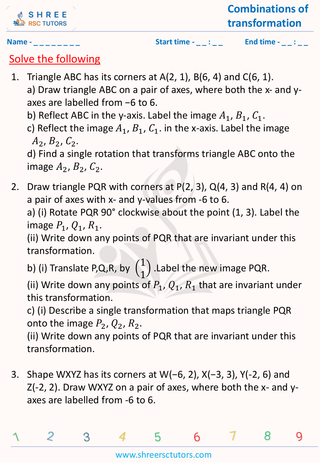 GCSE  Maths worksheet: Transformations - Combinations of Transformations