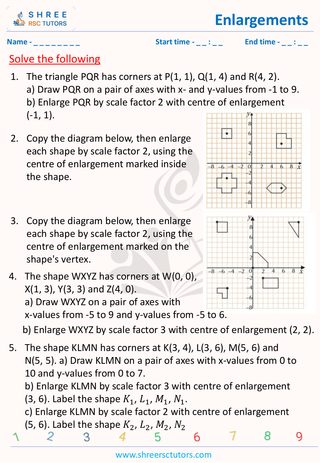 GCSE  Maths worksheet: Transformations - Enlargements