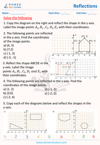 GCSE  Maths worksheet: Transformations - Reflections