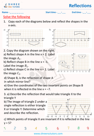 GCSE  Maths worksheet: Transformations - Reflections