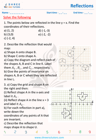 GCSE  Maths worksheet: Transformations - Reflections