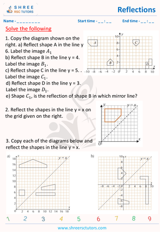 GCSE  Maths worksheet: Transformations - Reflections