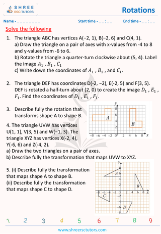 GCSE  Maths worksheet: Transformations - Rotations