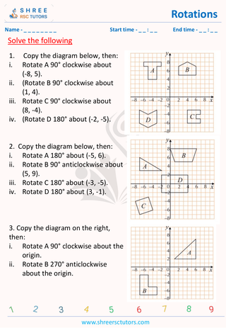 GCSE  Maths worksheet: Transformations - Rotations