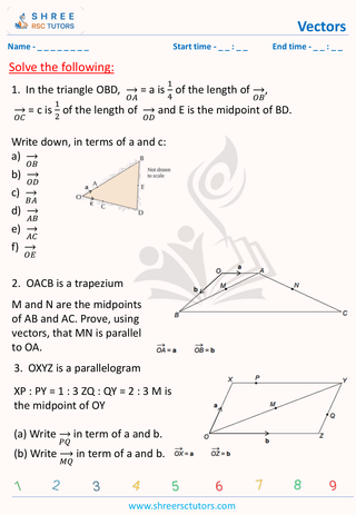 GCSE  Maths worksheet: Vectors - Vector geometry