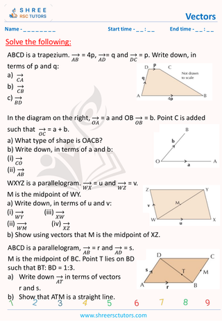 GCSE  Maths worksheet: Vectors - Vector geometry