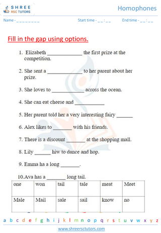 Grade 3  English worksheet: Homophones