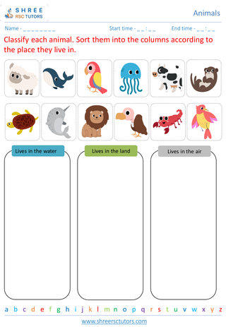 Classifying animals worksheets for Grade 3 Science | shree rsc tutors