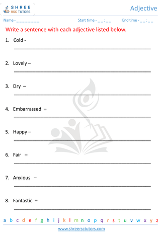 Grade 4  English worksheet: Adjectives