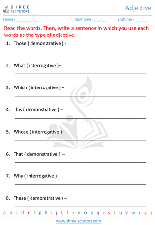 Grade 4  English worksheet: Adjectives