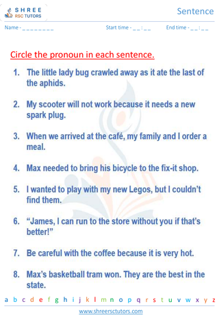 Grade 4  English worksheet: Pronoun