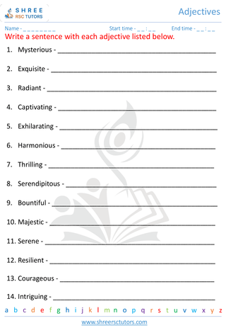 Grade 7  English worksheet: Adjectives
