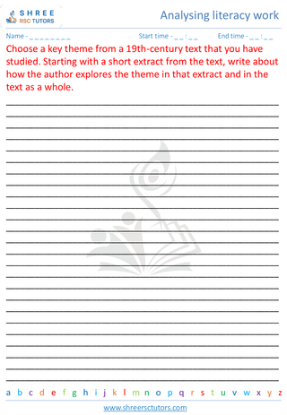 Grade 8  English worksheet: Analysing literacy work