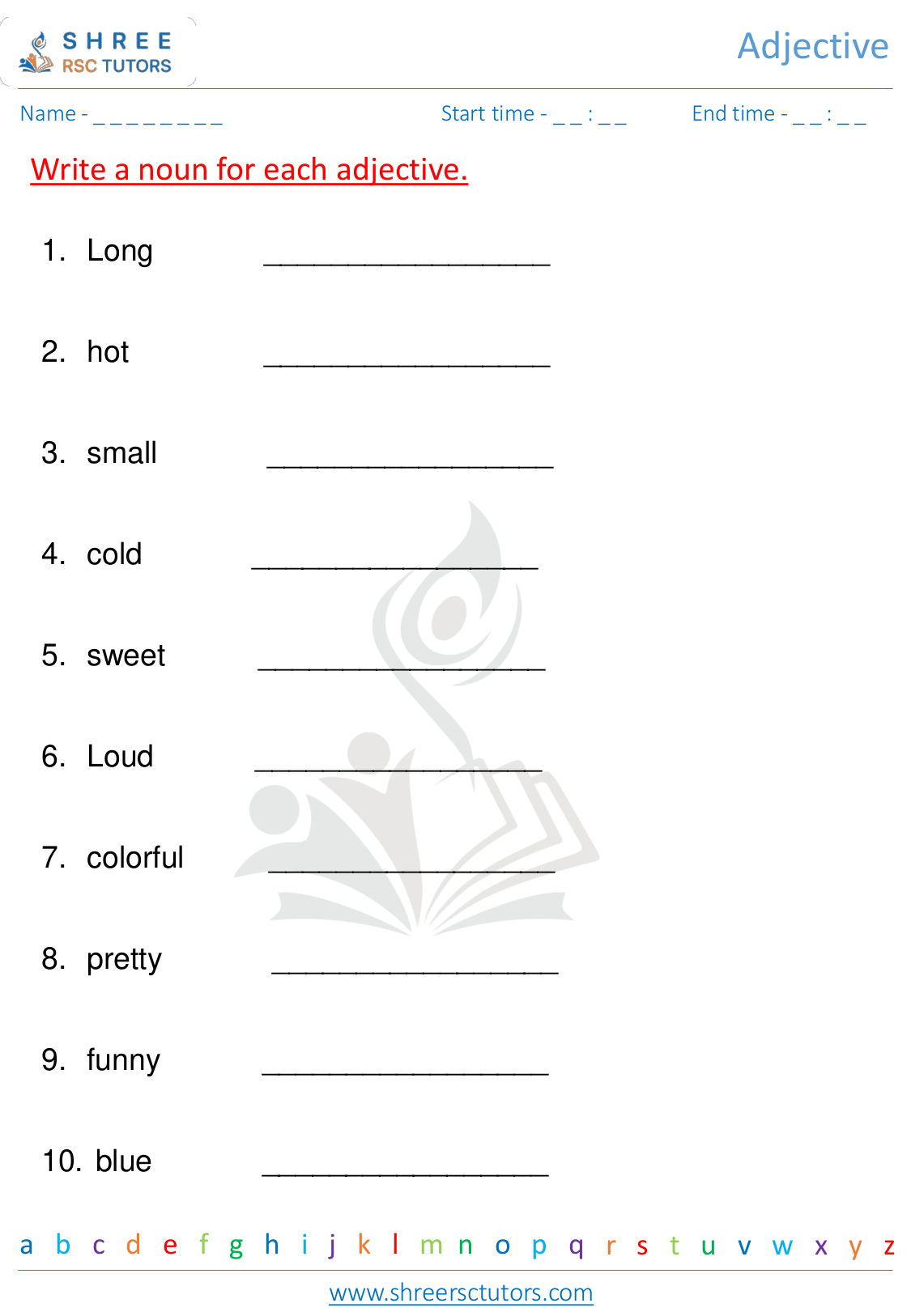 Grade 1  English worksheet: Adjective