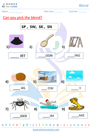 Grade 1  English worksheet: Blend