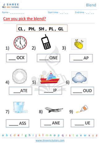 Grade 1  English worksheet: Blend