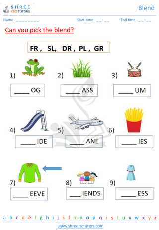 Grade 1  English worksheet: Blend
