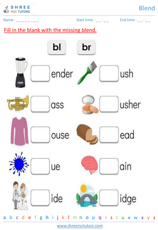 Grade 1  English worksheet: Blend