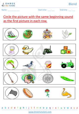 Grade 1  English worksheet: Blend