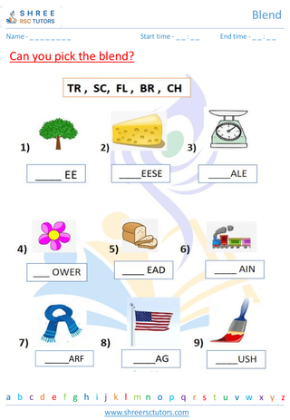 Grade 1  English worksheet: Blend