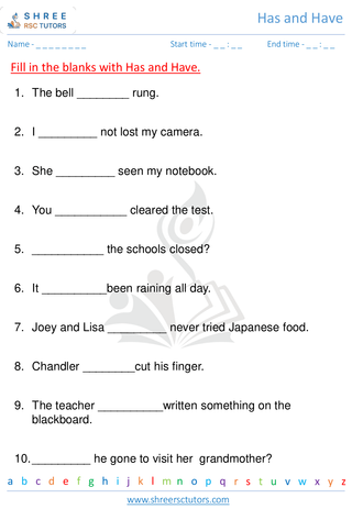 Grade 1  English worksheet: Has and Have