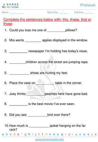 Grade 1  English worksheet: Pronoun