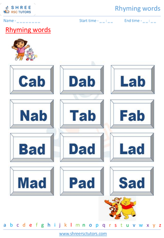 Grade 1  English worksheet: Rhyming words