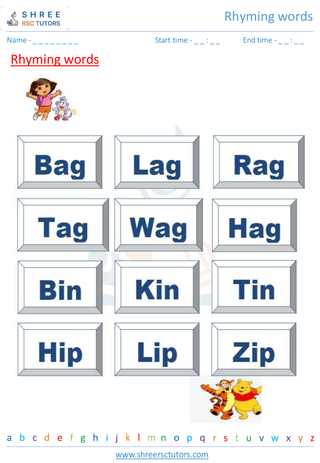 Grade 1  English worksheet: Rhyming words