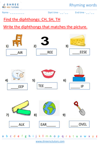 Grade 1  English worksheet: Rhyming words