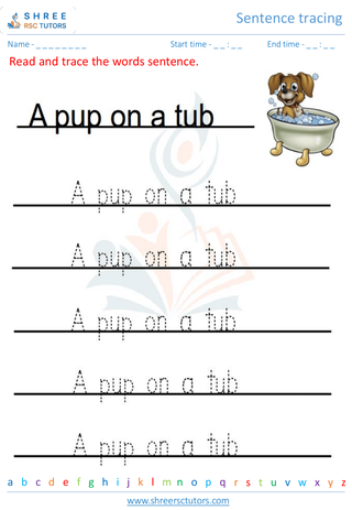 Grade 1  English worksheet: Sentence tracing