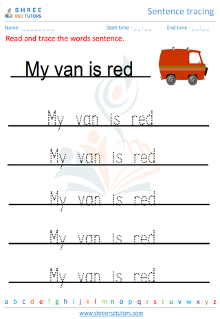 Grade 1  English worksheet: Sentence tracing