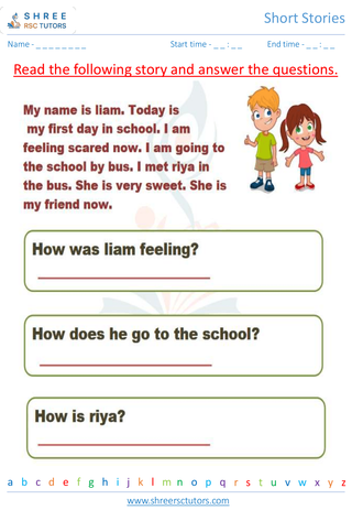 Grade 1  English worksheet: Short stories