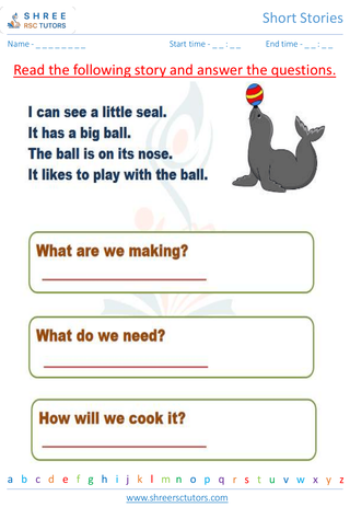 Grade 1  English worksheet: Short stories